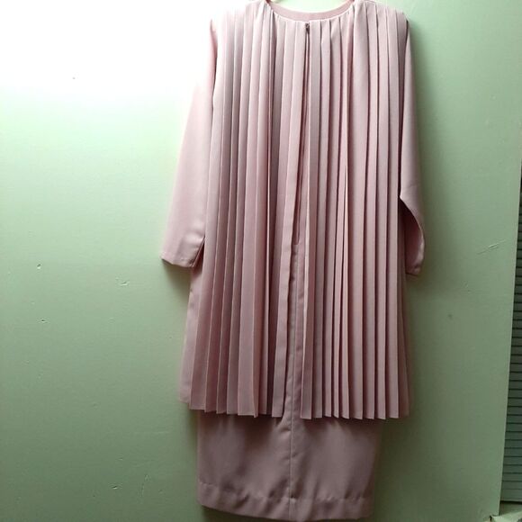 Vintage Jack Bryan Cape Like Pleated Midi Dress size 8 - Picture 9 of 13